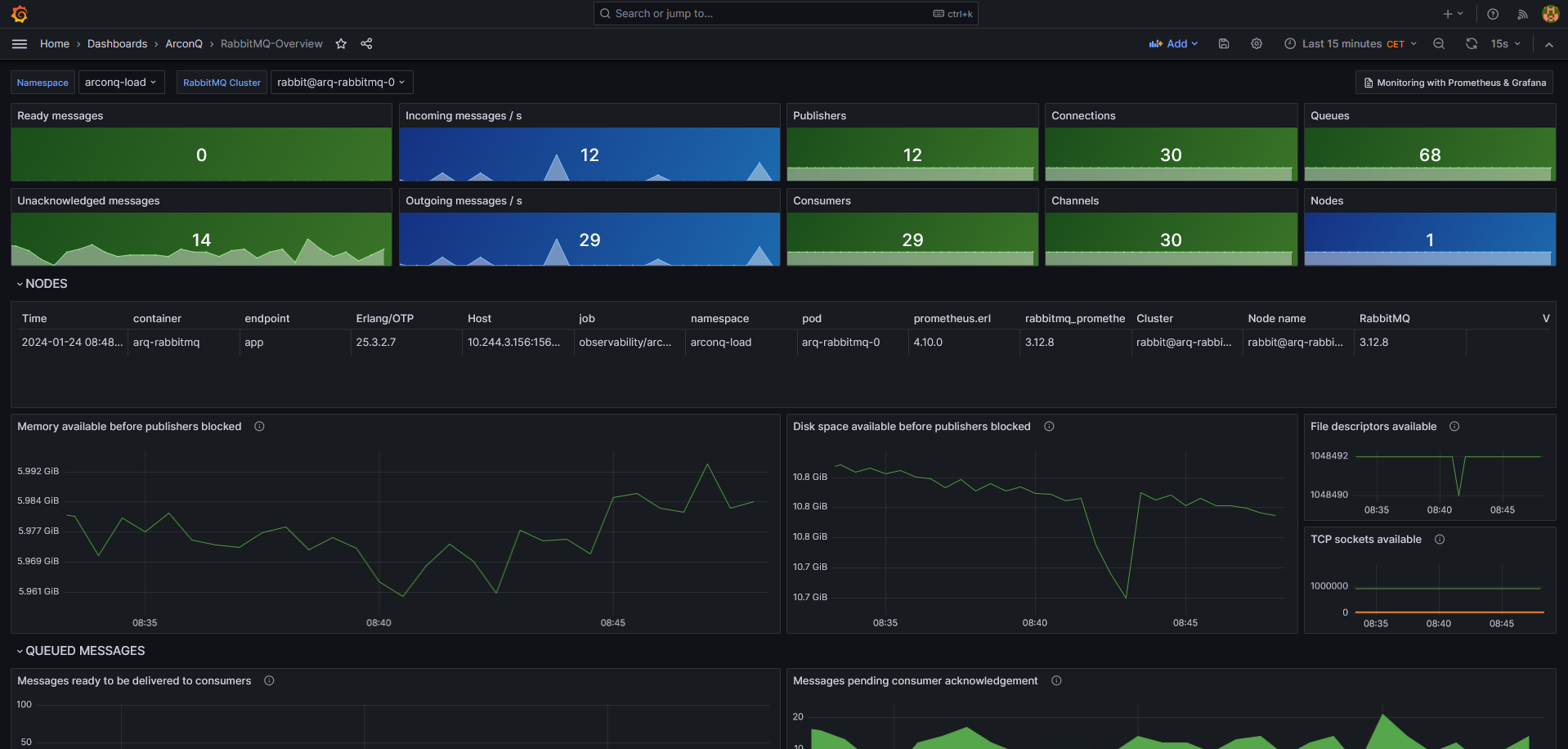 RabbitMQ Dashboard