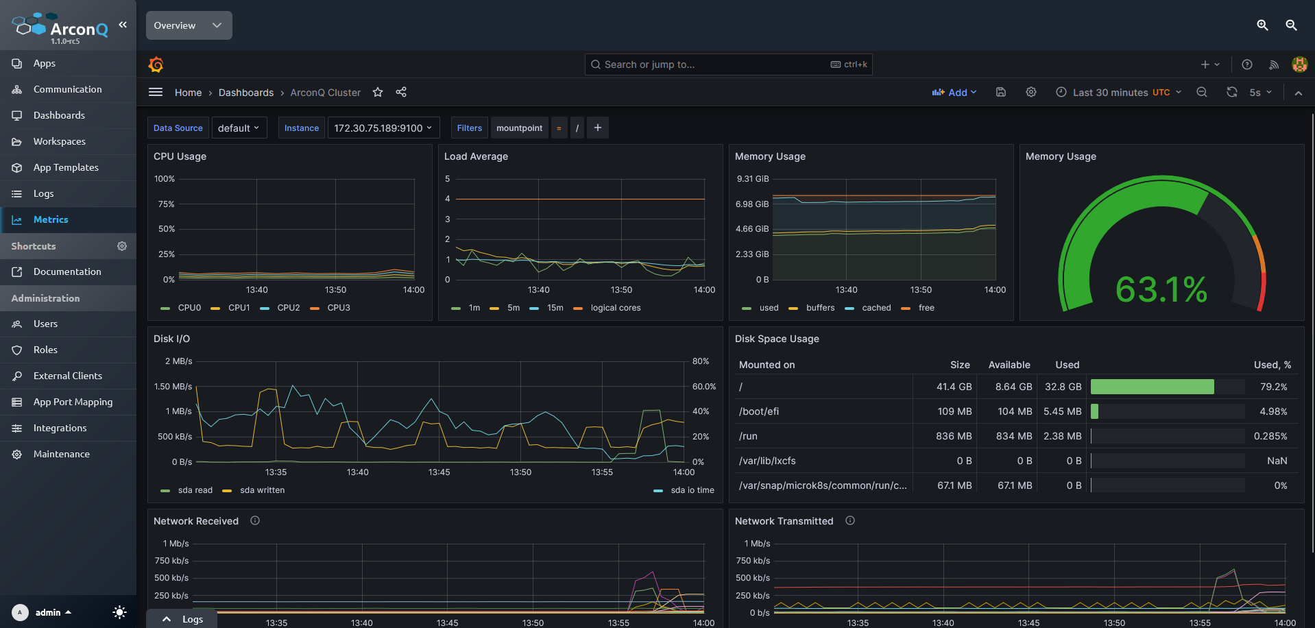 Metrics button on sidebar