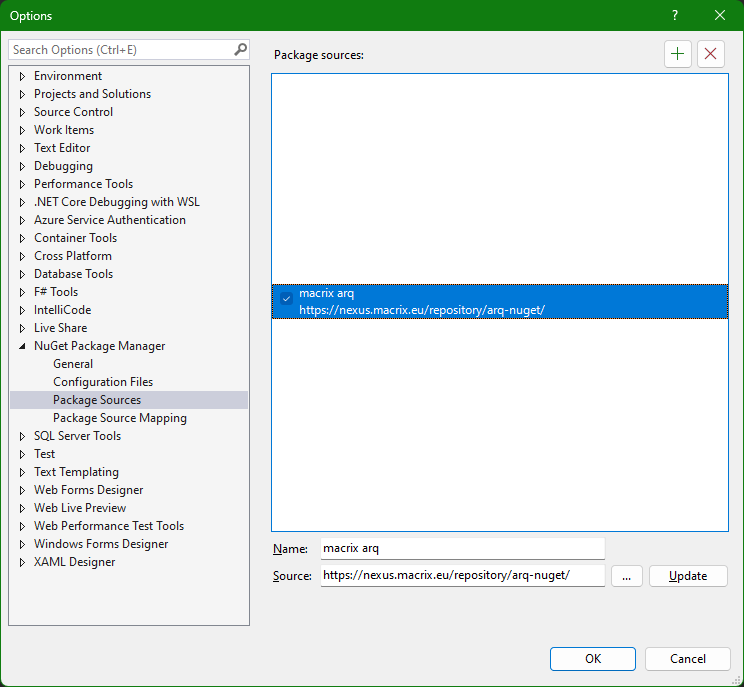 NuGet Package Manager Configuration