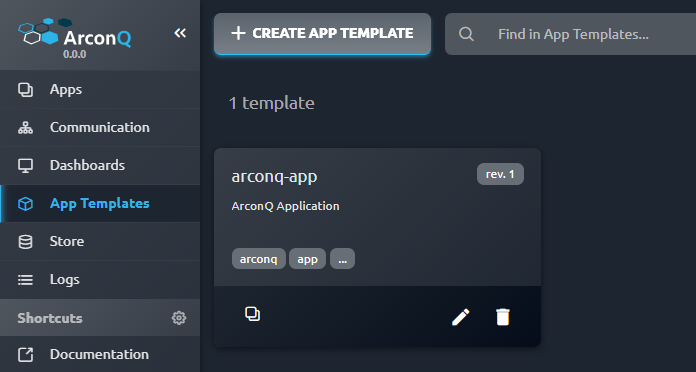 Create App Template button