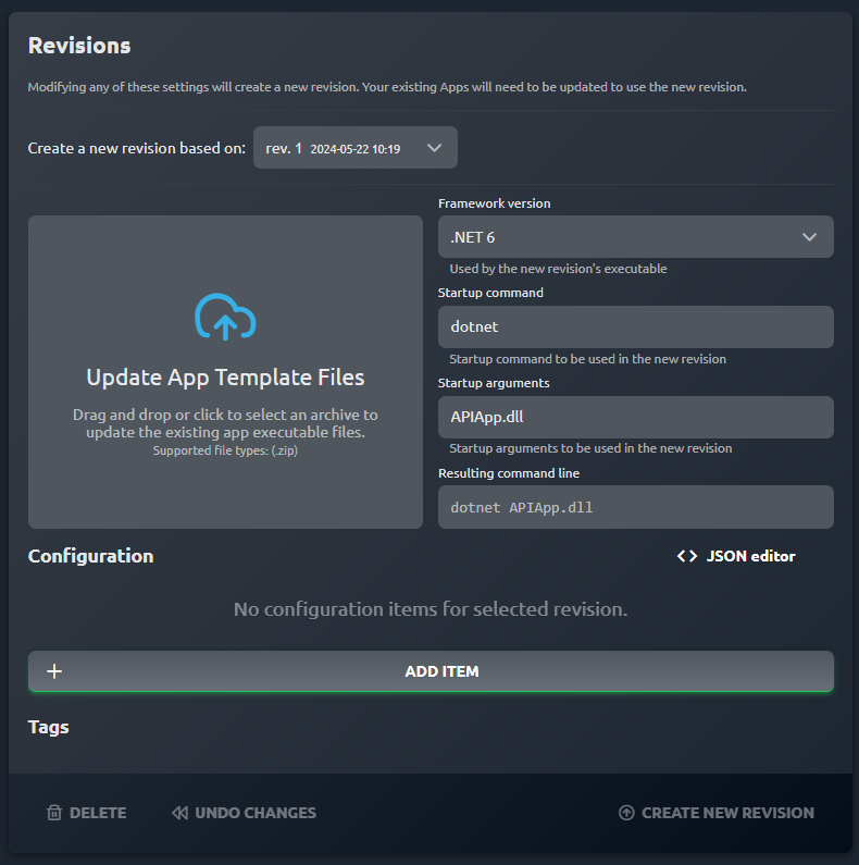 Modifying revision settings