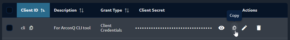 Copy external client secret