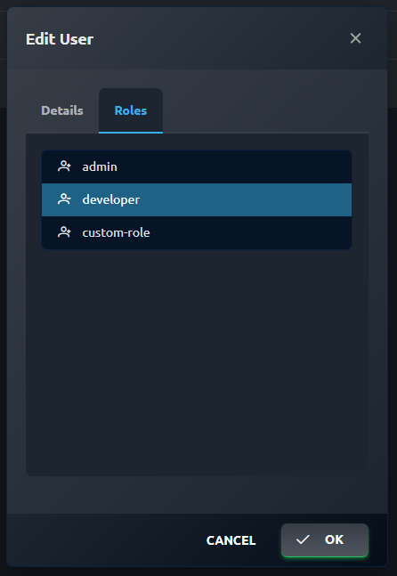 Roles in User view